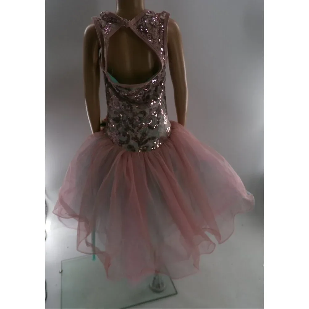 Pre-Owned Dance Costume Medium Child Pink Curtain Call C382 Ballet Pointe YAGP